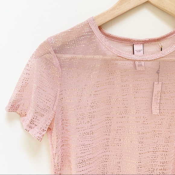 Victoria's Secret Tops - Victoria's Secret sheer light pink & gold top S
